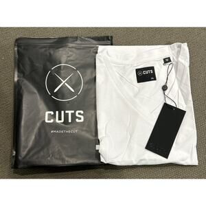 Men’s CUTS Clothing White AO V Neck Curve Hem Tee Shirt NEW Size XXL *A4